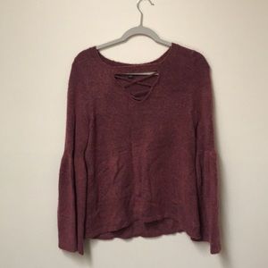 Maroon Flared Sleeve Sweater